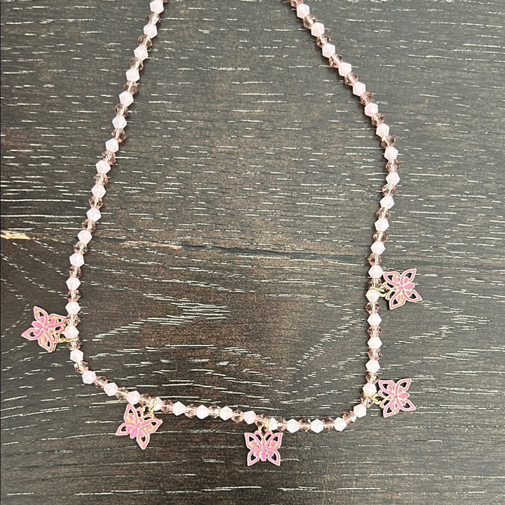 Pink Star Pendant Beaded Necklace